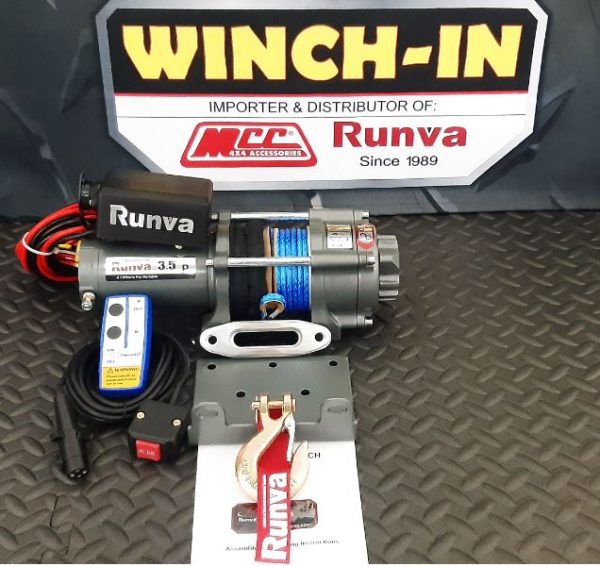 Runva winch 12v with synthetic rope (3 500LBS = 1 588KG) With or Without Wireless remote