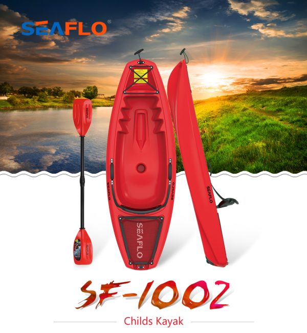 Seaflo  Kayak with Oars, Sit On Top - 55kg Capacity - Red