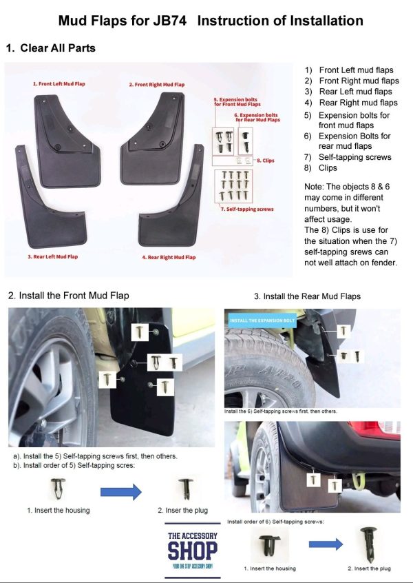 Suzuki Jimny Mud flaps fits 3 and 5 door Gen 4 2019- - Image 3