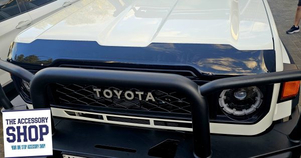 Toyota Landcruiser 70 series bonnet guard Gloss Black with logo or Clear 2024 - - Image 2