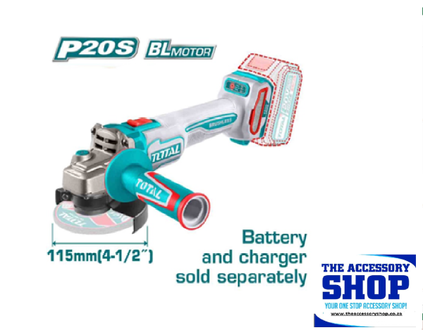 Angle Grinder Brushless Motor Lithium-Ion Cordless  115mm Total Tools TAGLI1153