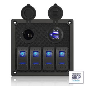 Switch Panel Marine Boat Waterproof, 12v  4 switch Usb Slots