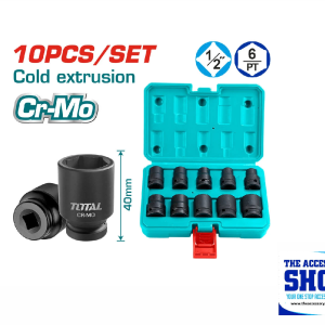 Impact socket set 10pcs 1/2inch Drive Total Tools THISTD12101