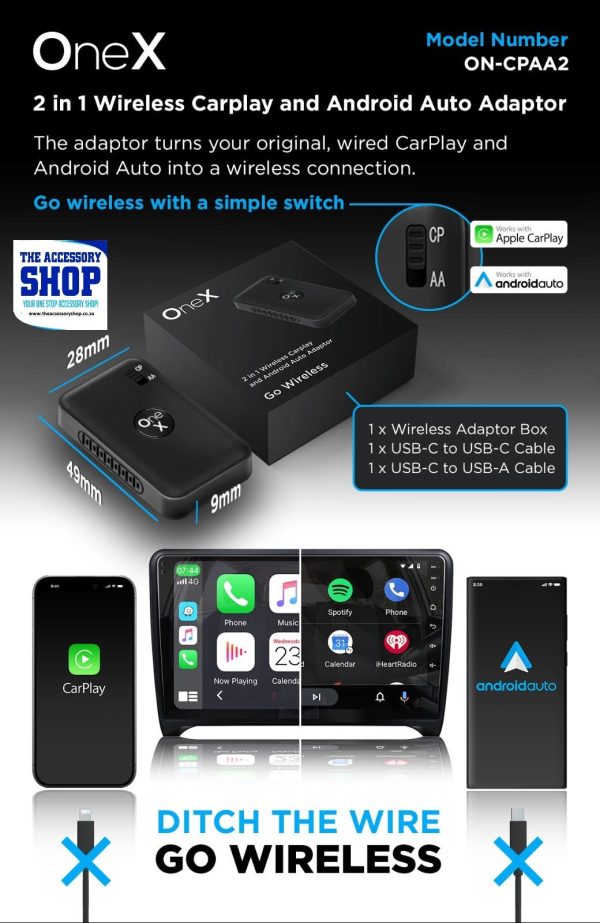 Wireless CarPlay and Android Auto Adaptor  CPAA OneX 2 in 1 OneNav Autocast - Image 6