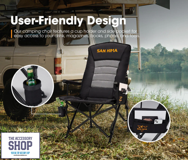 Camping Chair Luxury Folding Portable Thick Padding With Storage Bag- San Hima - Image 7