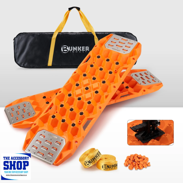 Recovery Sand Track with Replaceable Teeth & Steel Plate, 25 Ton Orange or Black (Pair)
