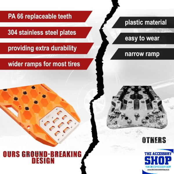 Recovery Sand Track with Replaceable Teeth & Steel Plate, 25 Ton Orange or Black (Pair) - Image 5
