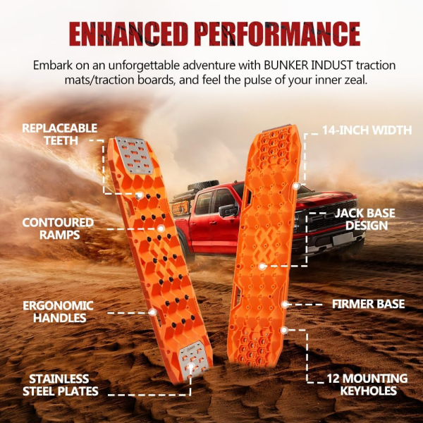 Recovery Sand Track with Replaceable Teeth & Steel Plate, 25 Ton Orange or Black (Pair) - Image 8