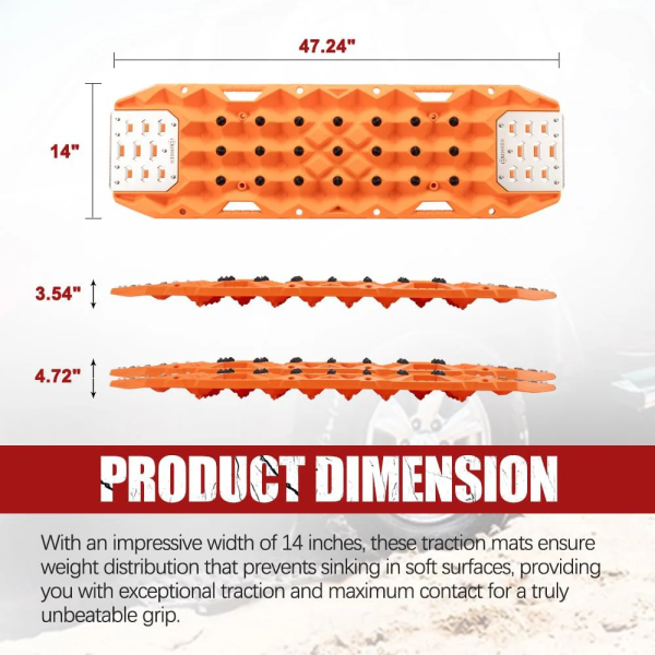 Recovery Sand Track with Replaceable Teeth & Steel Plate, 25 Ton Orange or Black (Pair) - Image 9