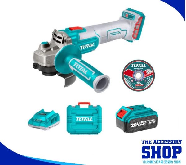 Angle Grinder Cordless 20V 115MM,Carry Case Kit- With Battery & Charger - Total Tools TAGLI2011587 - Image 2