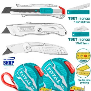 Tape Measure  and Utility Knife set 7pcs Total Tool