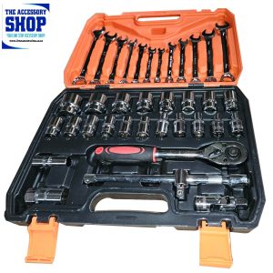 Socket set 1/2 inch and Spanner Tool set 37 piece in Plastic Tool Box
