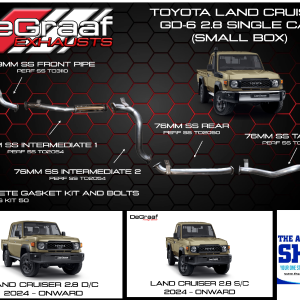 Toyota Landcruiser 2.8 Double or Single Cab Auto Degraaf Exhaust System Complete