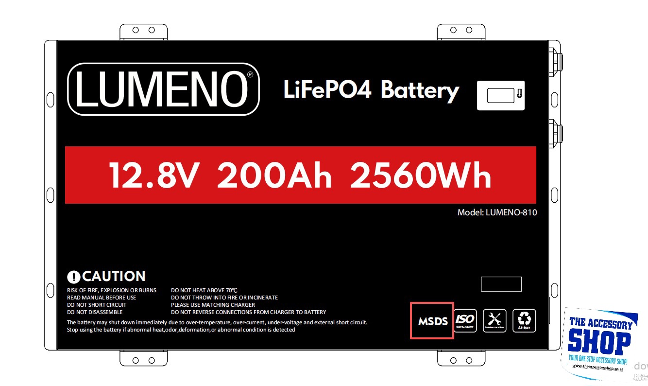 Lithium Battery 12.8V 200Ah LiFePO4 Rechargeable- Lumeno 810 - Image 3