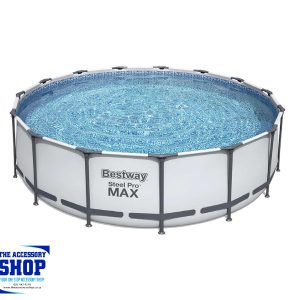 Round Frame Grey Pool Set 4,57m x 1,22m Steel Pro MAX Frame, Ladder, Cover, Filter 16,015 L