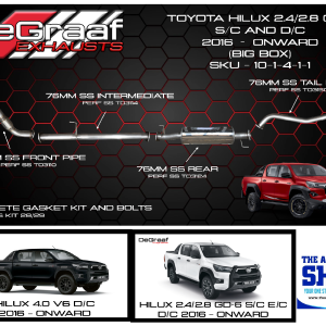Toyota Hilux GD6 Degraaf Performance Exhaust Systems 2.8 and 4l V6 2016-