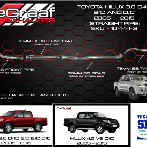 Toyota Hilux Performance Exhaust 2005- 20115 3l D4D and 4l V6 Degraaf