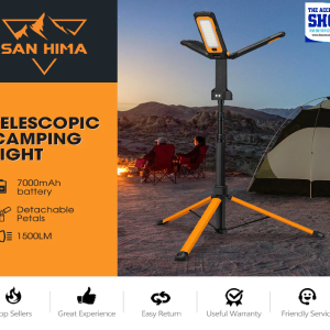 LED Telescopic Light Portable Lithium Tripod Lamp Camping Rechargeable San Hima