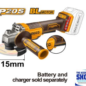 Angle Grinder 2 Speed Brushless with Safety Trigger 115mm 1000W Ingco CAGLI211156