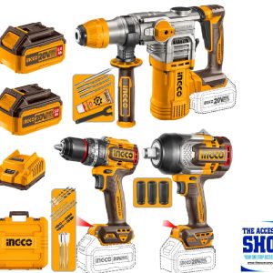 Combo Kit Rotary Hammer Drill, Impact Wrench and Impact Drill 20v Ingco COSLI250281