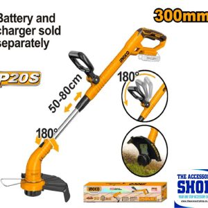 Grass Trimmer Cordless 300mm 20v Tool Only Ingco CGTLI20018