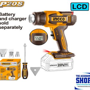 Heat Gun With LCD Cordless Temp: 30 – 550°C 20v ( Tool Only ) Ingco HGLI2003
