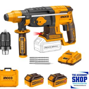 Rotary Hammer SDS Plus Kit 26, mm, Brushless , in hard carry case P20S Ingco 20V