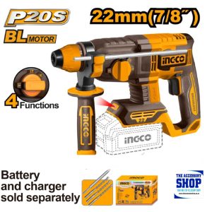 Rotary Hammer Drill Brushless Cordless 22mm 20V Lithium-ion 1.8J Ingco CRHLI22208