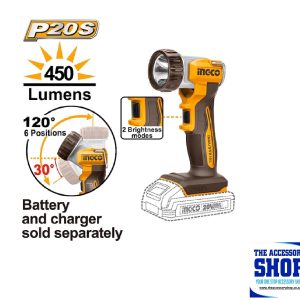 Work Lamp Cordless 20V 450 Lumens Ingco (Tool only) CWLI2058