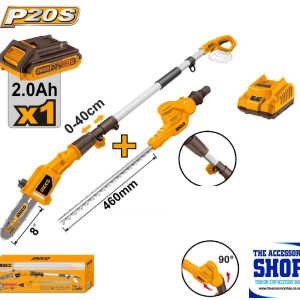 Combo Kit Cordless Pole Saw And Pole Hedge Trimmer, Battery and Charger  Ingco CPTS201681