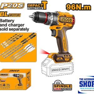 Drill Cordless Impact 96Nm 20V Brushless 13mm Keyless Chuck Ingco (Tool Only) CIDLI209681