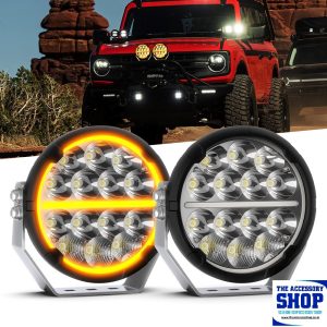 LED Spot Light 6.5" 75W 1LUX@517M DLR White and Amber (pair of 2)