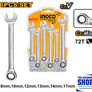 Spanner Set Ratchet Combination 6 pieces Ingco HKSPAR1062